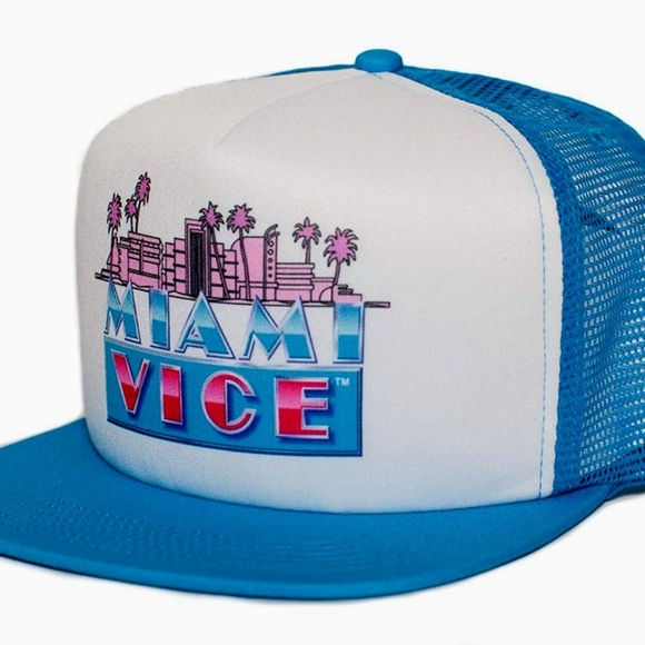 Other - Miami Vice 80s Unisex-Adult One-size Trucker Hat Aqua/White Retro Vintage Style